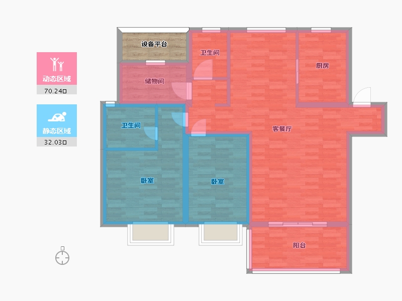 江苏省-南京市-爱涛天禧明庭A户型118m²-94.81-户型库-动静分区