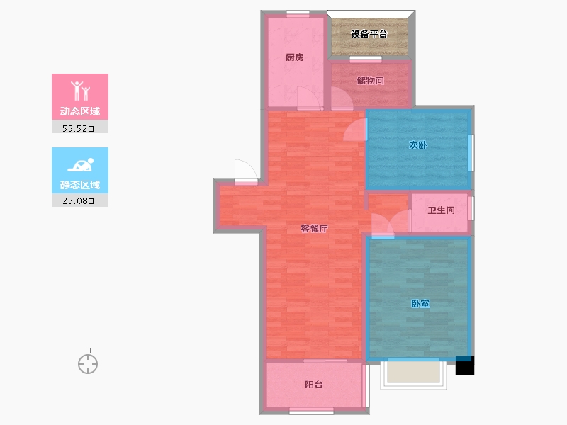 江苏省-南京市-爱涛天禧明庭C户型94m²-75.21-户型库-动静分区