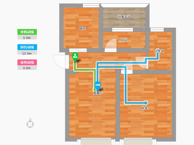 江苏省-南京市-爱涛天禧明庭B'户型54m²-46.58-户型库-动静线