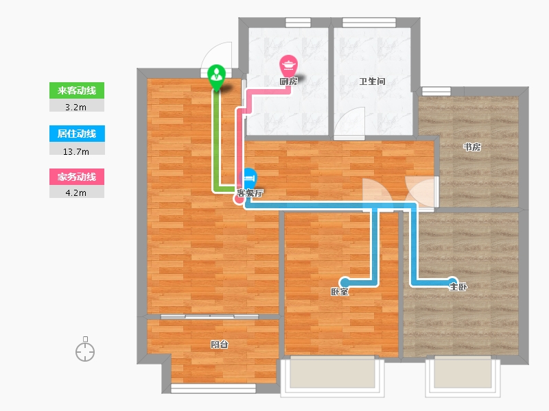 江苏省-南京市-建发央誉5幢,1幢,2幢,3幢,19幢90㎡-71.99-户型库-动静线