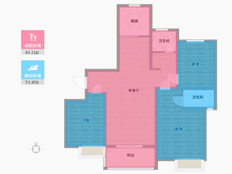 江苏省-南京市-东方公馆129m²-102.99-户型库-动静分区