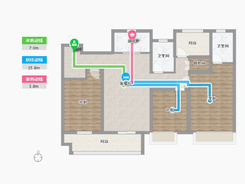 江苏省-苏州市-中梁珑璟阁D1137m²-109.50-户型库-动静线