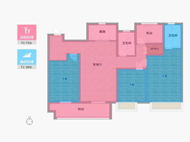 江苏省-苏州市-中梁珑璟阁D1137m²-109.50-户型库-动静分区