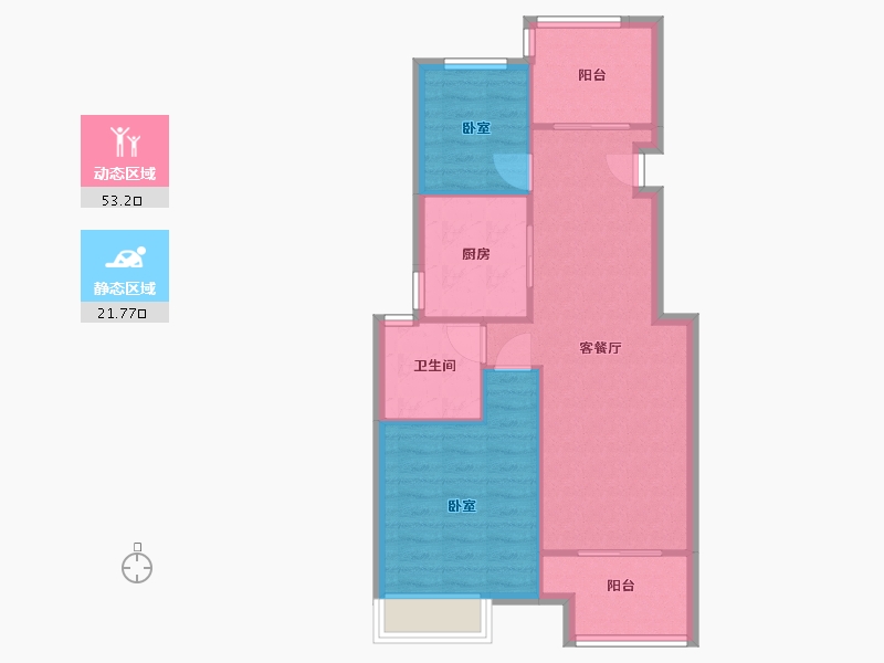 江苏省-南京市-东方公馆A1户型85m²-68.00-户型库-动静分区