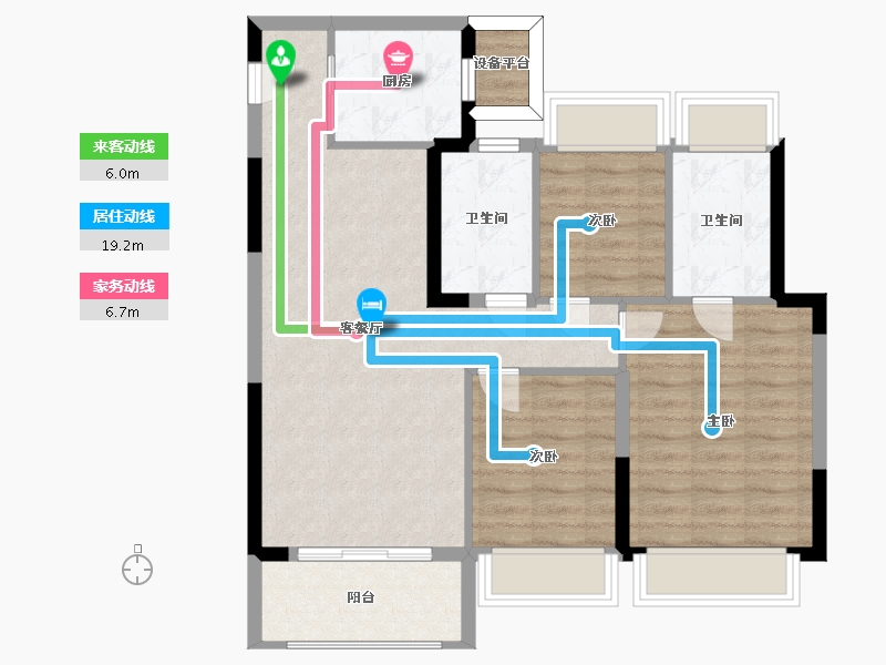 江苏省-苏州市-金地翡翠星辰104㎡-83.20-户型库-动静线