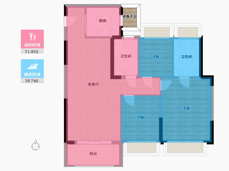 江苏省-苏州市-金地翡翠星辰104㎡-83.20-户型库-动静分区