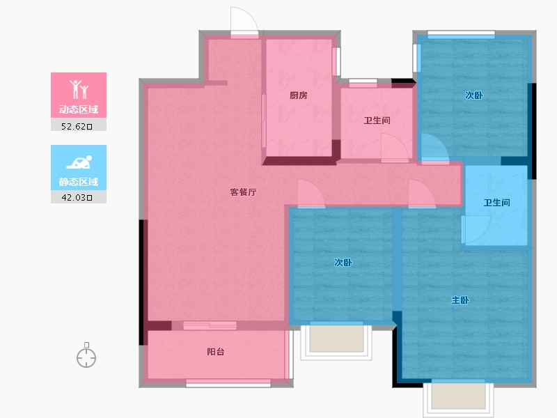 江苏省-南京市-中建国熙公馆7幢,2幢,5幢105㎡-84.00-户型库-动静分区