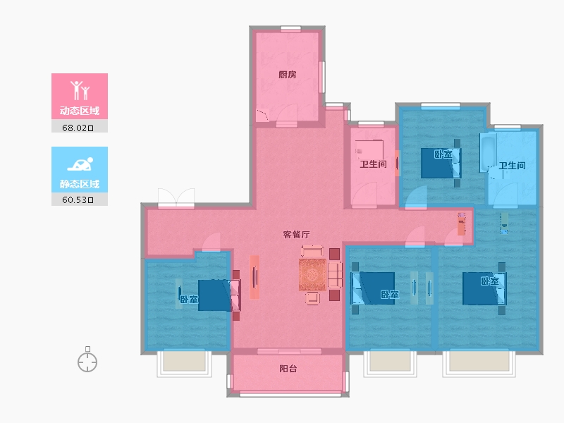 江苏省-南京市-金地风华国际5幢,9幢,8幢143㎡-114.40-户型库-动静分区