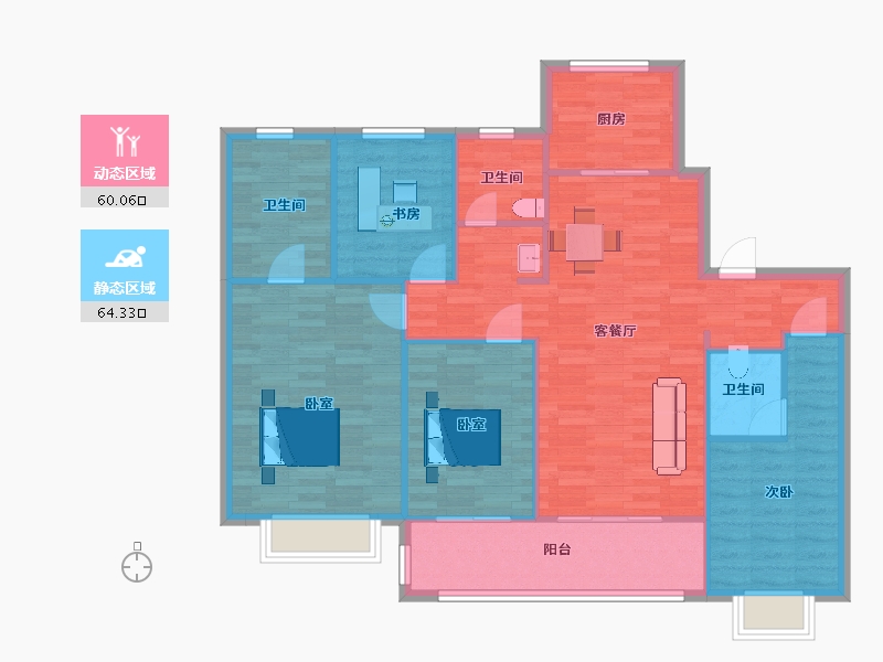 江苏省-南京市-中建熙元府13幢,8幢,9幢143㎡-114.00-户型库-动静分区