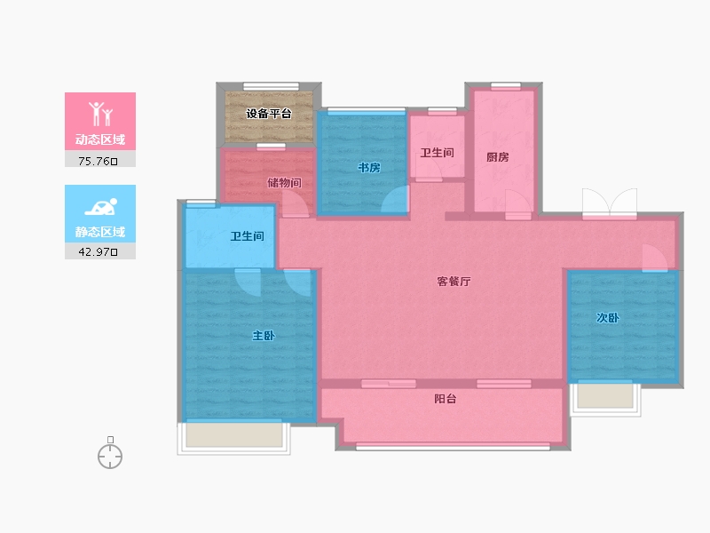 江苏省-苏州市-金科源江筑8栋A户型133m²-110.81-户型库-动静分区