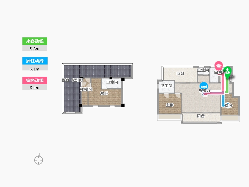 江苏省-南京市-江山大境B-03幢F4户型140m²-146.02-户型库-动静线