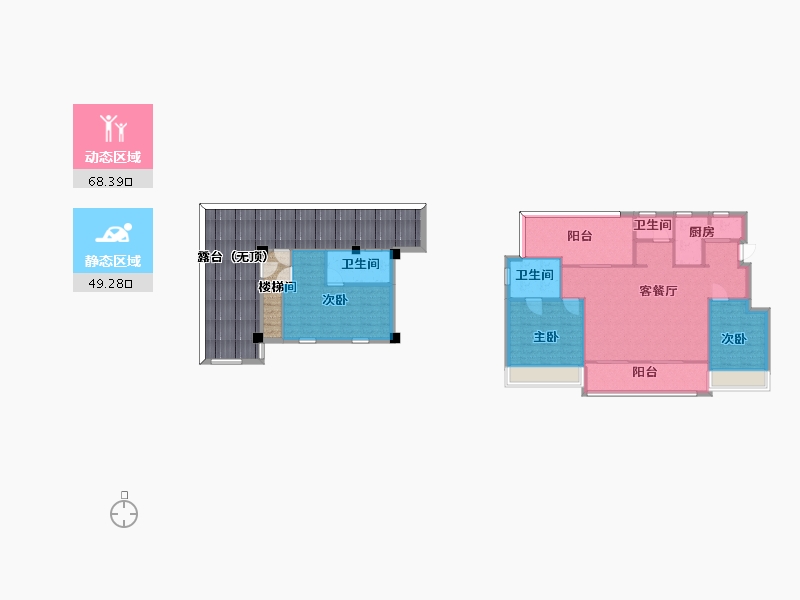 江苏省-南京市-江山大境B-03幢F4户型140m²-146.02-户型库-动静分区