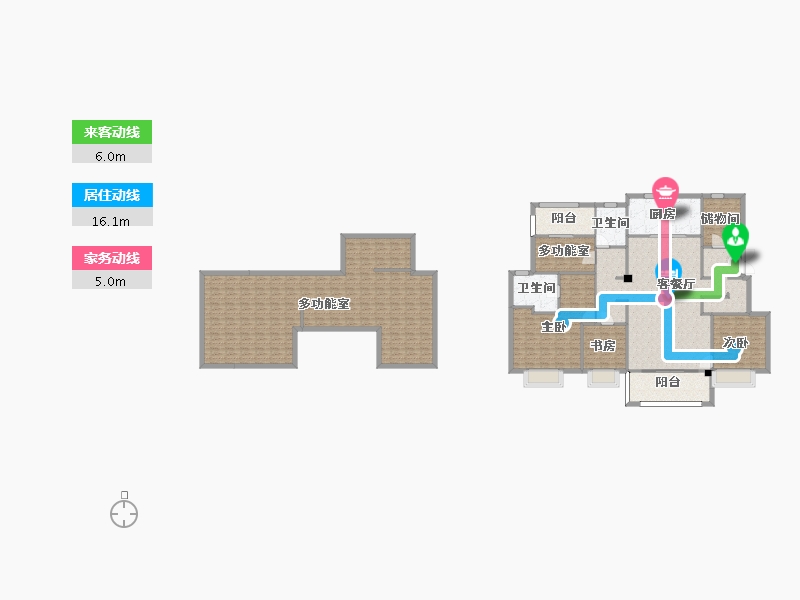 江苏省-南京市-印悦府11幢,12幢,16幢B1'户型183m²-220.01-户型库-动静线