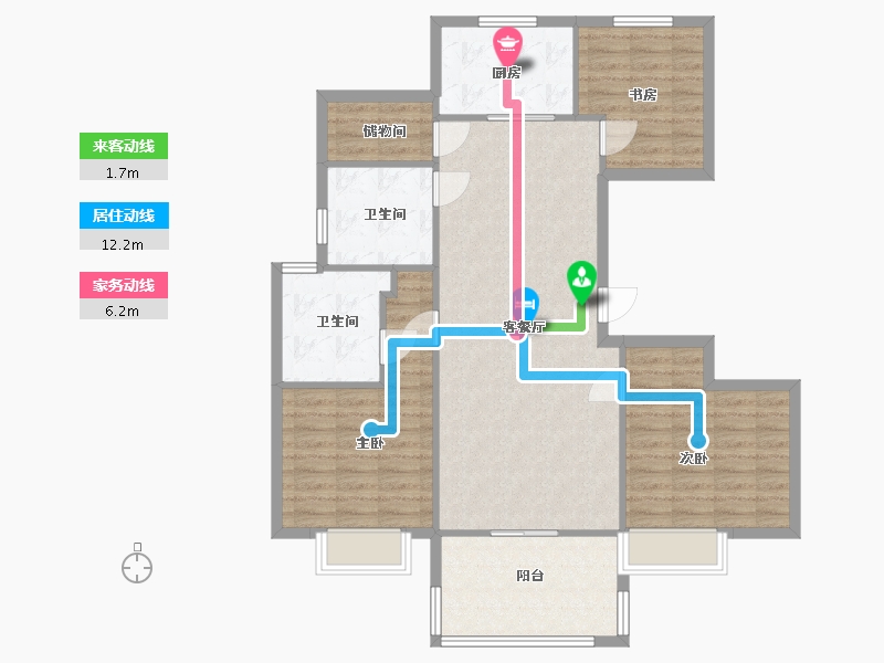 江苏省-南京市-银城颐居悦见山10幢,4幢,14幢，C户型130m²-104.00-户型库-动静线