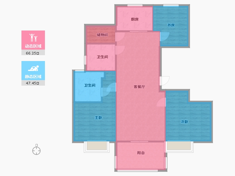 江苏省-南京市-银城颐居悦见山10幢,4幢,14幢，C户型130m²-104.00-户型库-动静分区