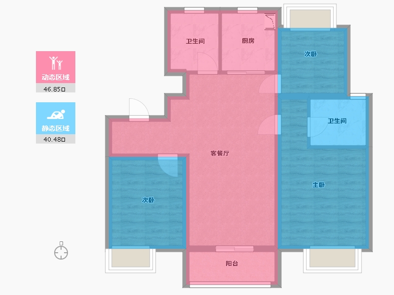 江苏省-南京市-栖樾府A户型96㎡-77.15-户型库-动静分区