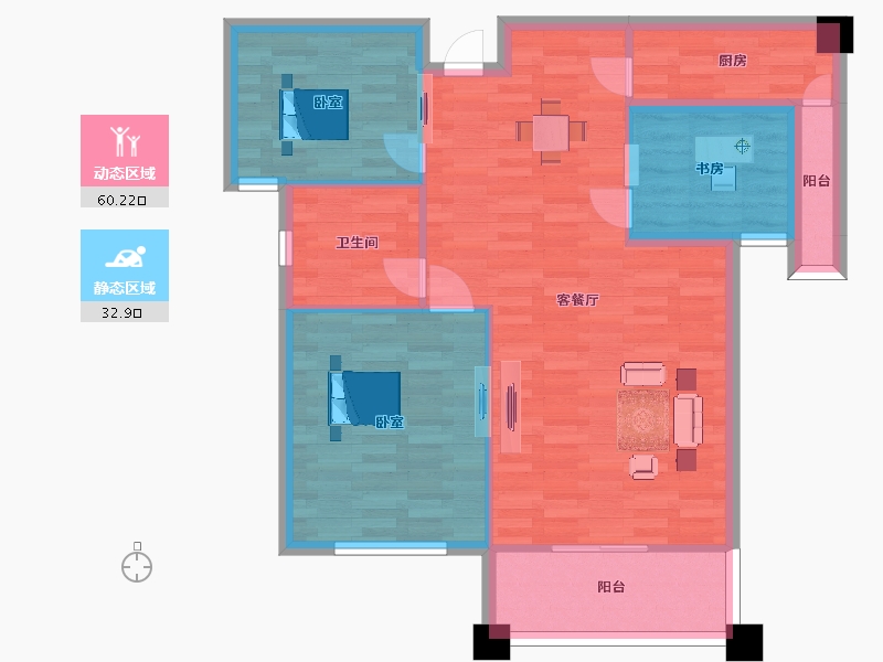 江苏省-南京市-北江锦城38幢105m²-83.90-户型库-动静分区