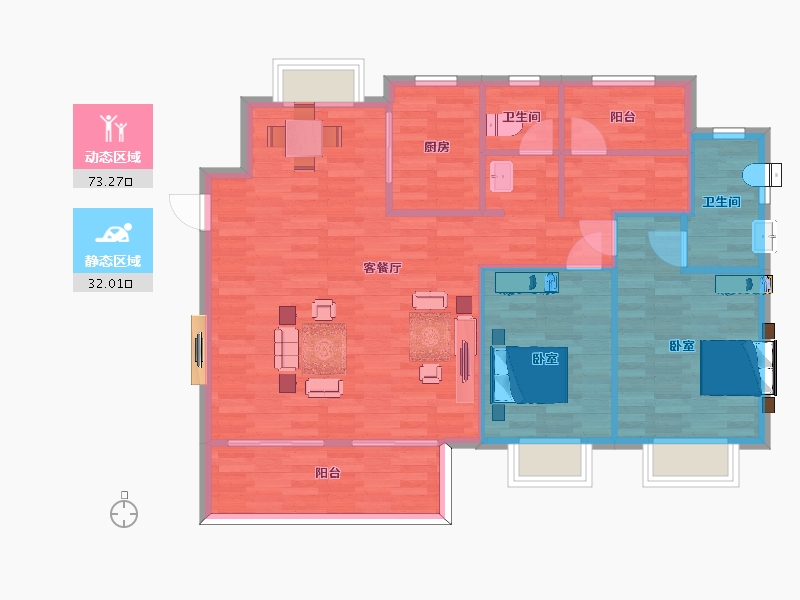 江苏省-南京市-保利荣盛合悦A户型121m²-96.79-户型库-动静分区