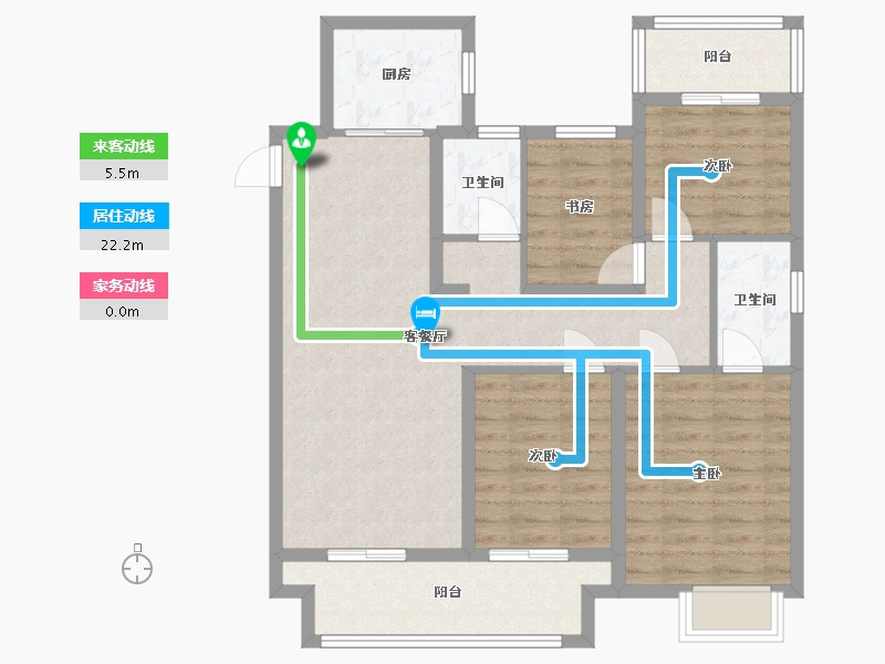 江苏省-苏州市-云熙阁1B1栋户型116m²-93.00-户型库-动静线