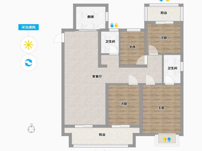 江苏省-苏州市-云熙阁1B1栋户型116m²-93.00-户型库-采光通风