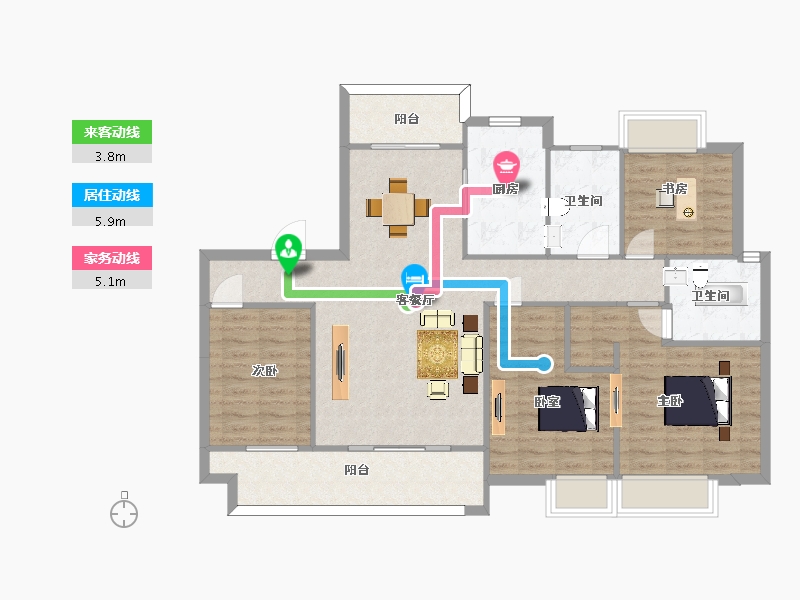 江苏省-南京市-溧水万达广场140m²-112.00-户型库-动静线