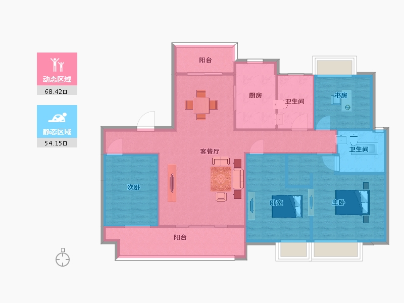 江苏省-南京市-溧水万达广场140m²-112.00-户型库-动静分区