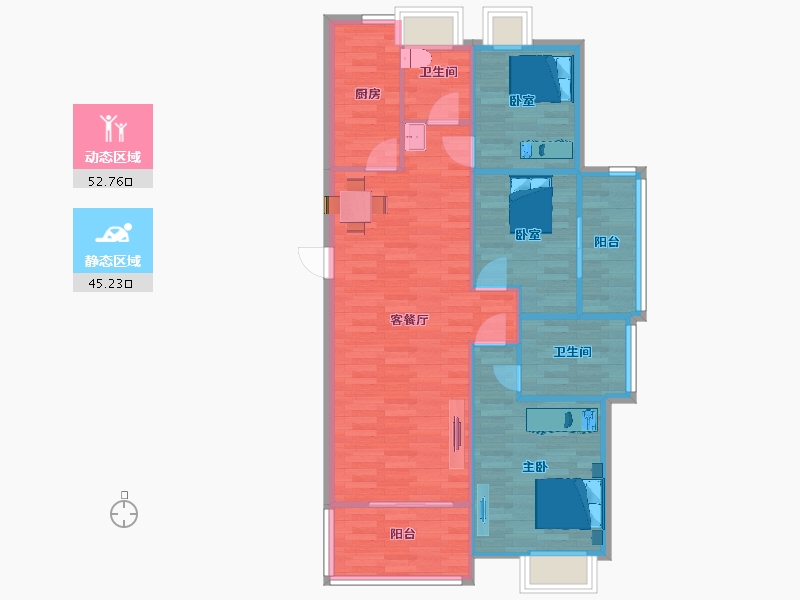 江苏省-南京市-喜之郎丽湖湾112m²-89.59-户型库-动静分区