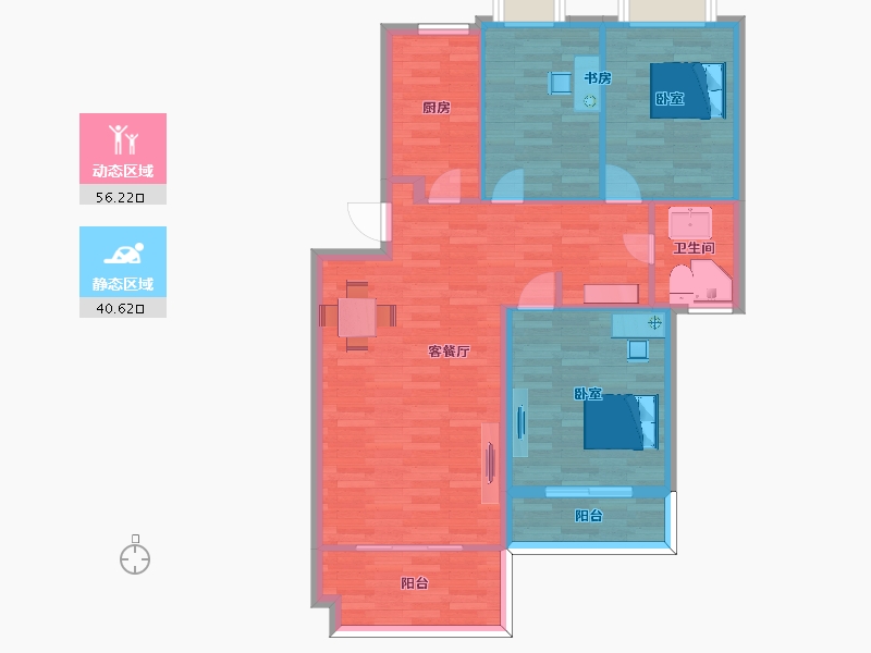 江苏省-南京市-万景佳苑F105m²-87.73-户型库-动静分区