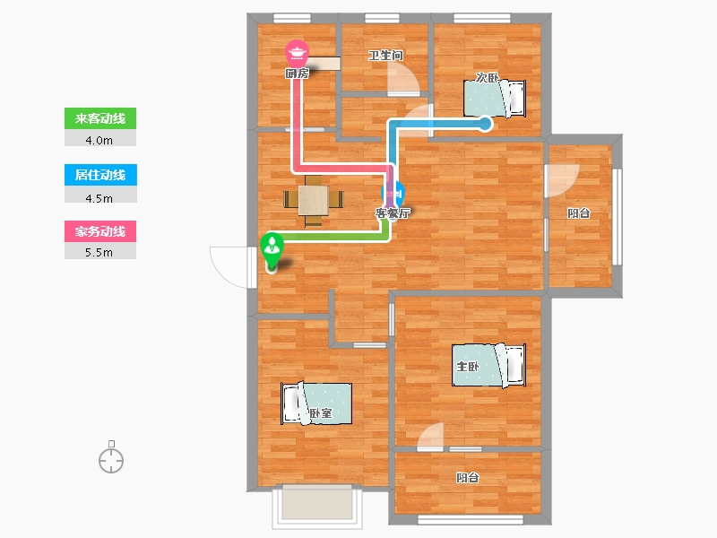 江苏省-南京市-颐居朗诗紫熙府A11幢,10幢C户型103m²-82.50-户型库-动静线