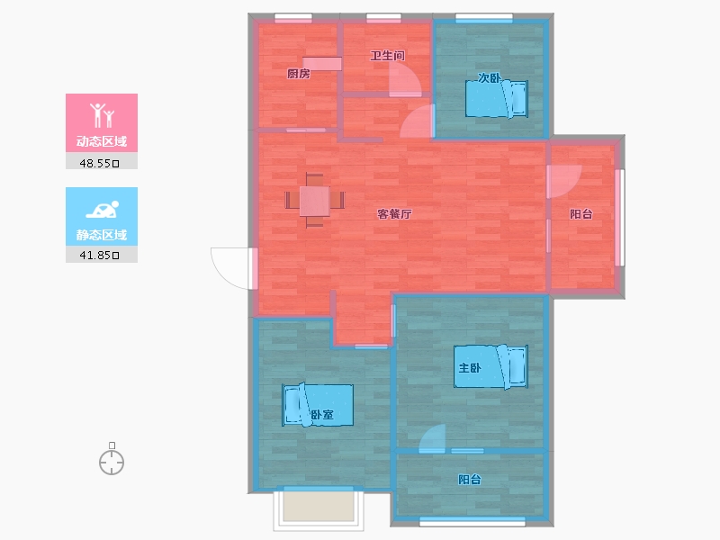 江苏省-南京市-颐居朗诗紫熙府A11幢,10幢C户型103m²-82.50-户型库-动静分区