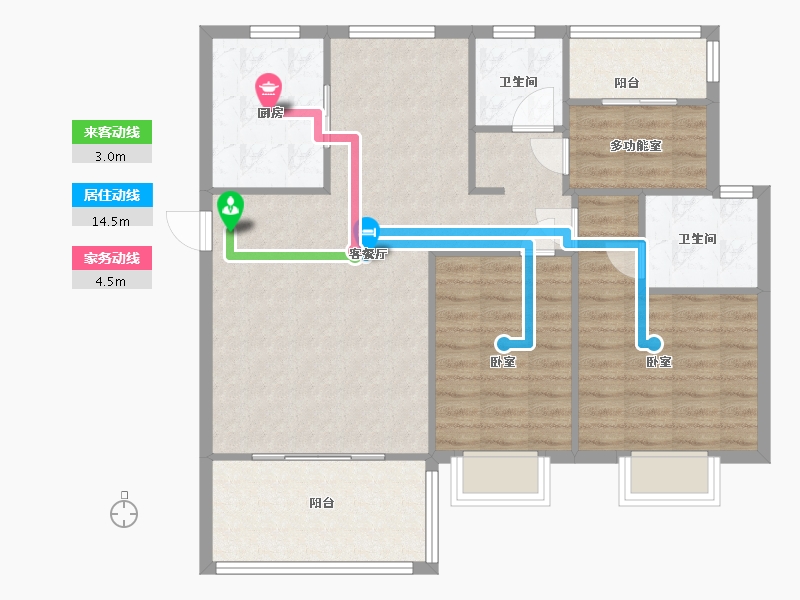 江苏省-南京市-爱涛天禧明庭A’户型116m²-92.79-户型库-动静线