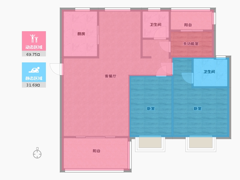 江苏省-南京市-爱涛天禧明庭A’户型116m²-92.79-户型库-动静分区