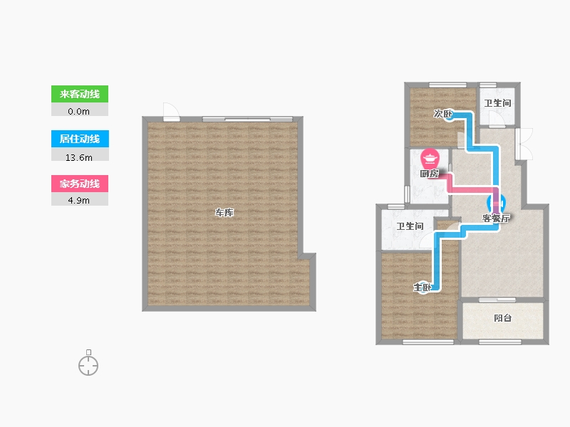 江苏省-苏州市-尚湖玫瑰园东区1,,6,2楼A户型90m²-135.73-户型库-动静线