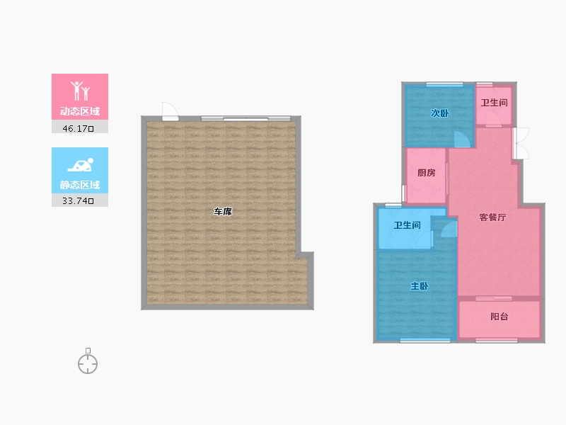 江苏省-苏州市-尚湖玫瑰园东区1,,6,2楼A户型90m²-135.73-户型库-动静分区