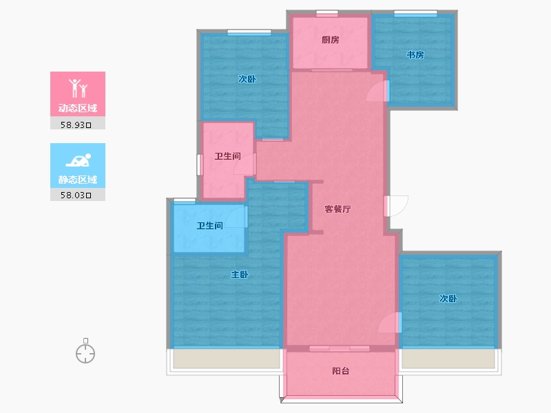 江苏省-苏州市-橡树澜湾花园1号楼,2号楼C户型130m²-104.67-户型库-动静分区