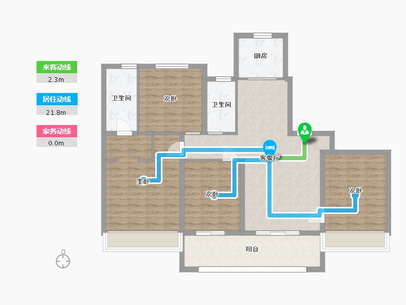 江苏省-苏州市-橡树澜湾花园5号楼D户型140m²-112.14-户型库-动静线