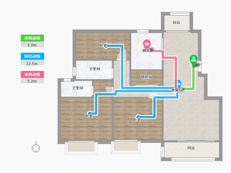 江苏省-南京市-紫晶美域118m²-94.40-户型库-动静线