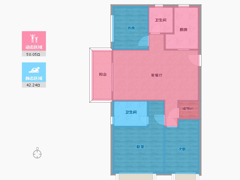 江苏省-南京市-高淳雅居乐花园27幢,28幢105m²-83.99-户型库-动静分区