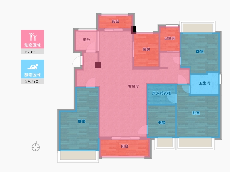 江苏省-南京市-高淳雅园55，56，59，57，60幢D1户型138m²-110.40-户型库-动静分区