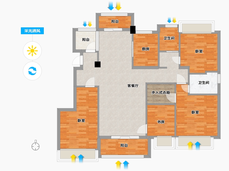 江苏省-南京市-高淳雅园55，56，59，57，60幢D1户型138m²-110.40-户型库-采光通风