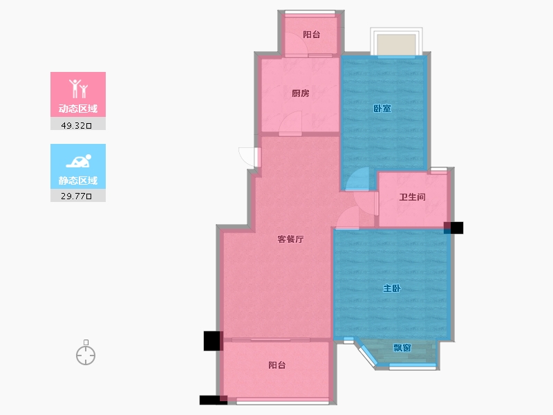 江苏省-南京市-双湖星城90m²-72.00-户型库-动静分区