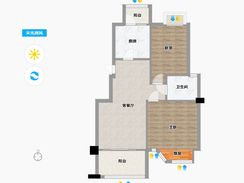 江苏省-南京市-双湖星城90m²-72.00-户型库-采光通风