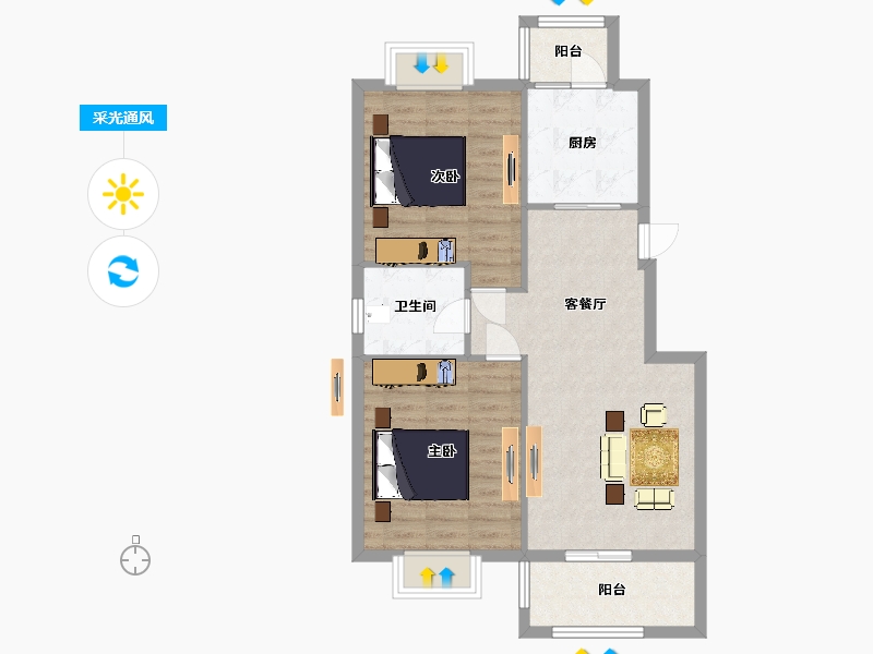 江苏省-南京市-双湖星城94m²-75.20-户型库-采光通风