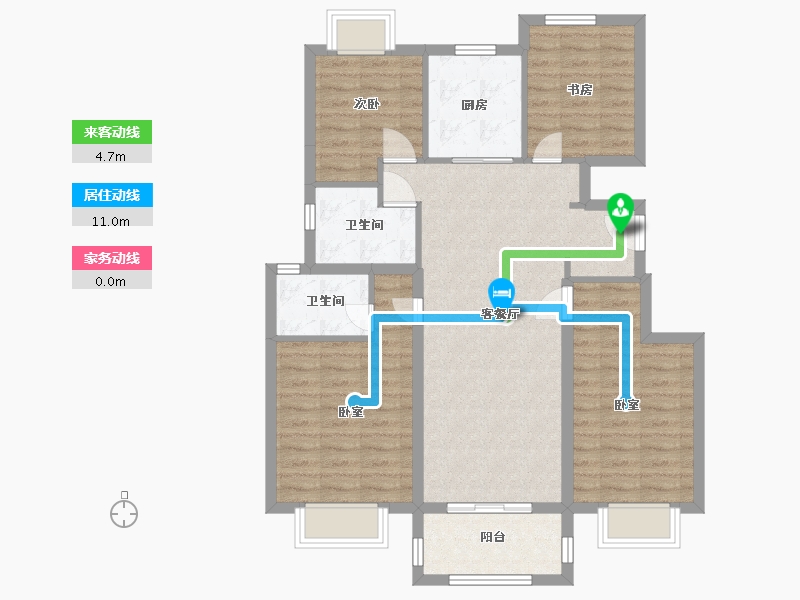 江苏省-南京市-固城湖金茂逸墅118m²-93.99-户型库-动静线