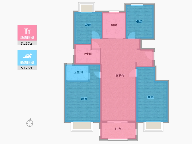 江苏省-南京市-固城湖金茂逸墅118m²-93.99-户型库-动静分区