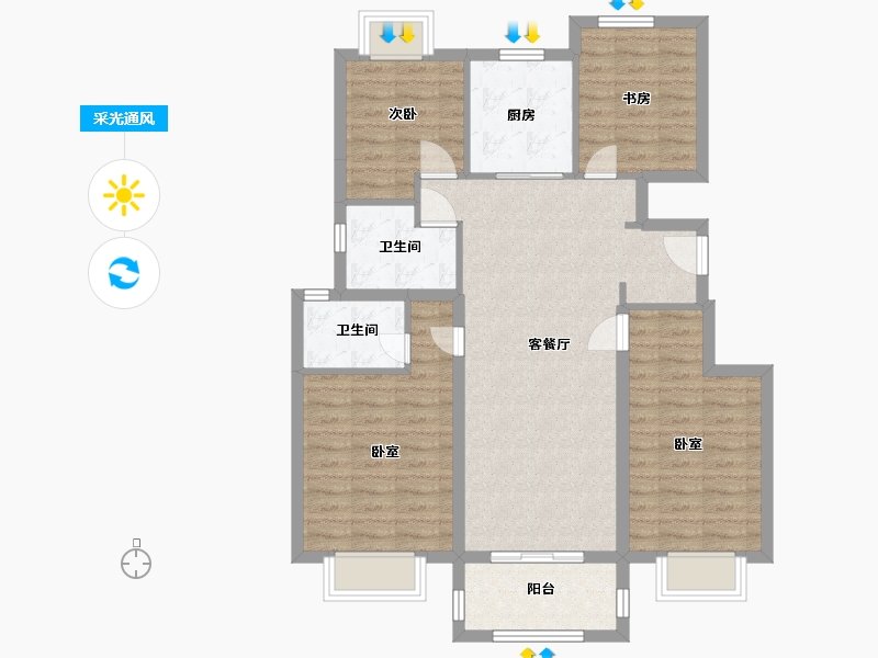 江苏省-南京市-固城湖金茂逸墅118m²-93.99-户型库-采光通风