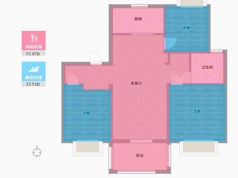 江苏省-南京市-平澜府8，14，19，22，25幢A户型98m²-78.00-户型库-动静分区