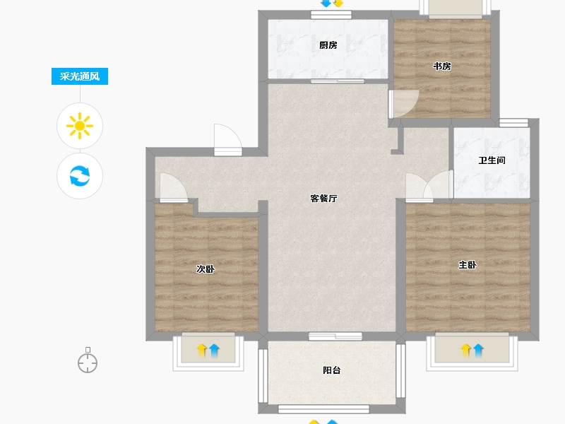 江苏省-南京市-平澜府8，14，19，22，25幢A户型98m²-78.00-户型库-采光通风