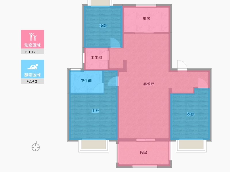 江苏省-南京市-平澜府5,11,2,13幢B户型115m²-92.00-户型库-动静分区