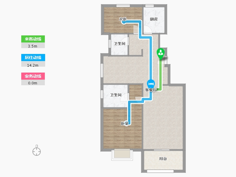 江苏省-南京市-三巽和悦澜庭110㎡-88.00-户型库-动静线